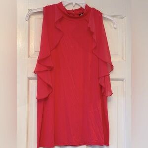 Cable & Gauge Coral Sleeveless Ruffled Blouse